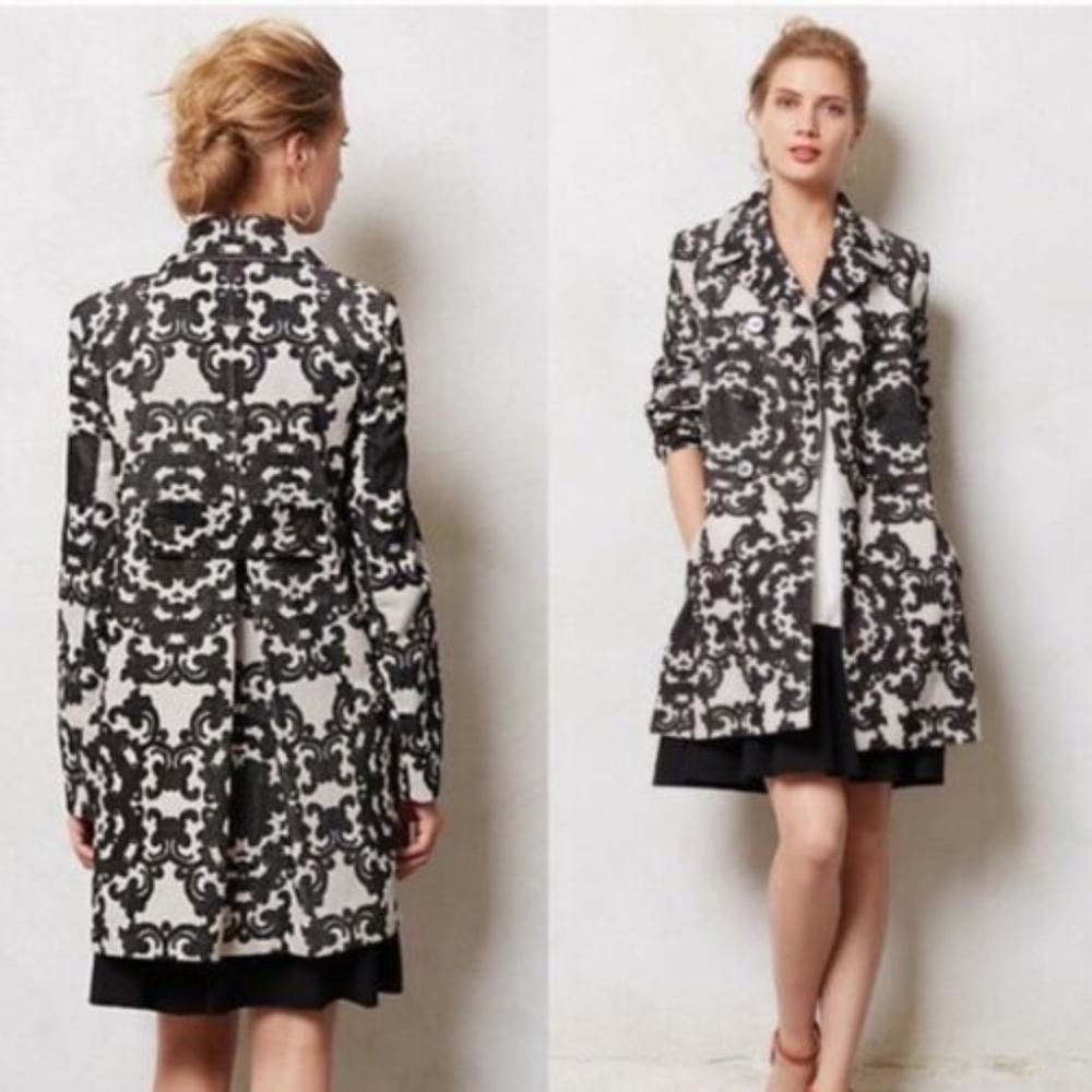 Anthropologie Damask Swing Peacoat by Leifnotes
